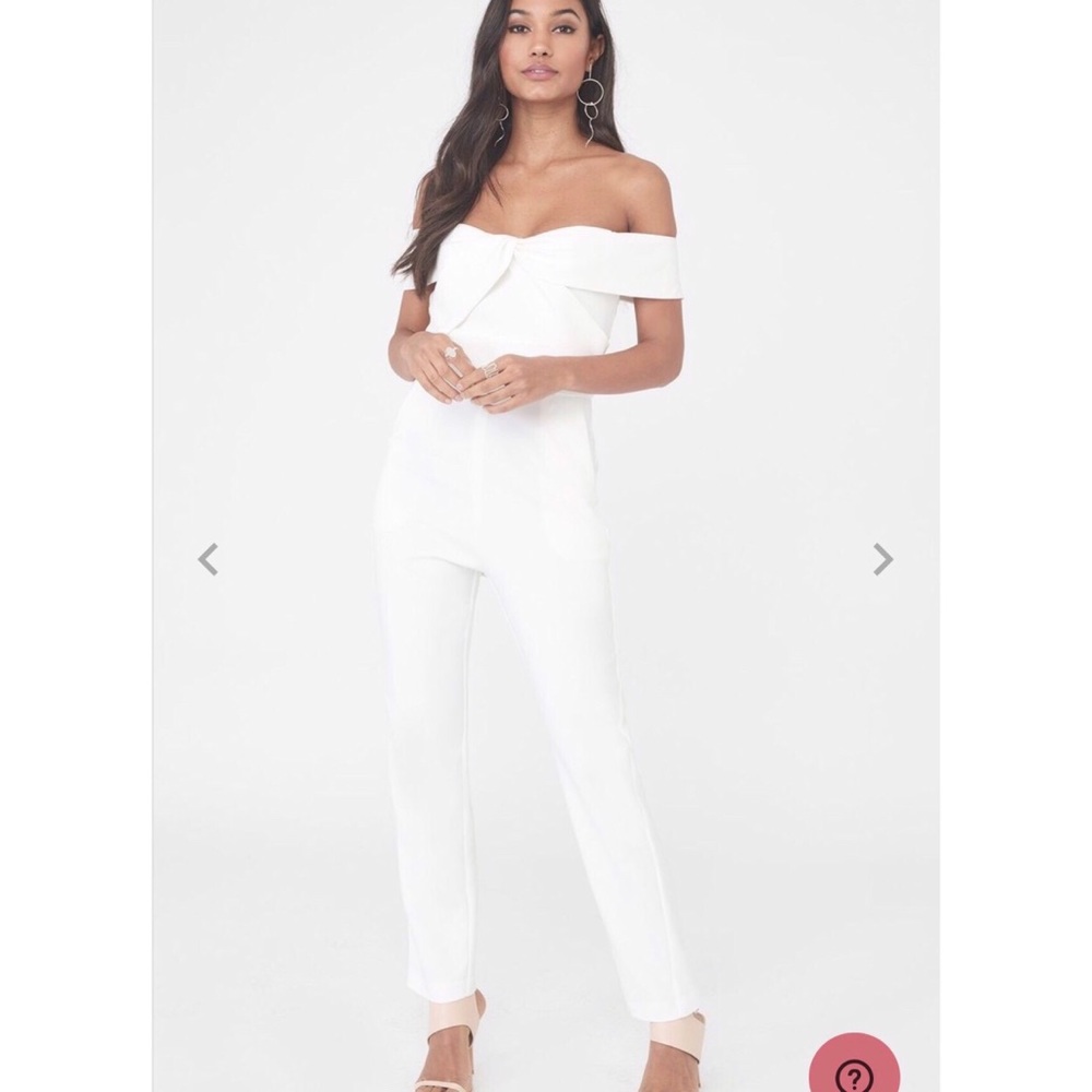 NWT Lavish Alice Twist Bardot White Jumpsuit